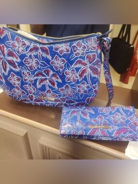 Brahmin Torrone Collection Shayna Floral Leather Crossbody Bag and ady wallet